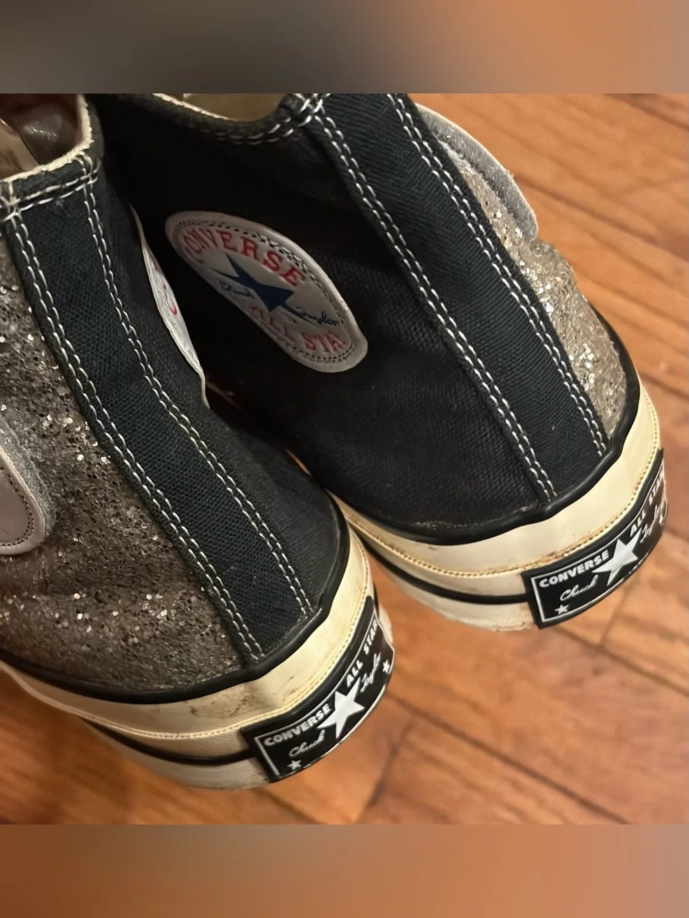 Converse x Chiara Ferragni High Silver Black Glitter Chuck Taylor Women size 8